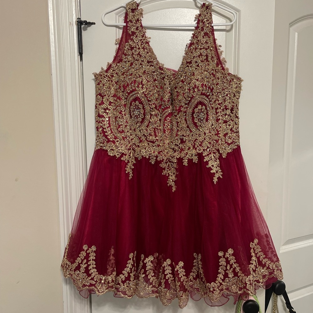 Red and Gold Homecoming Dress